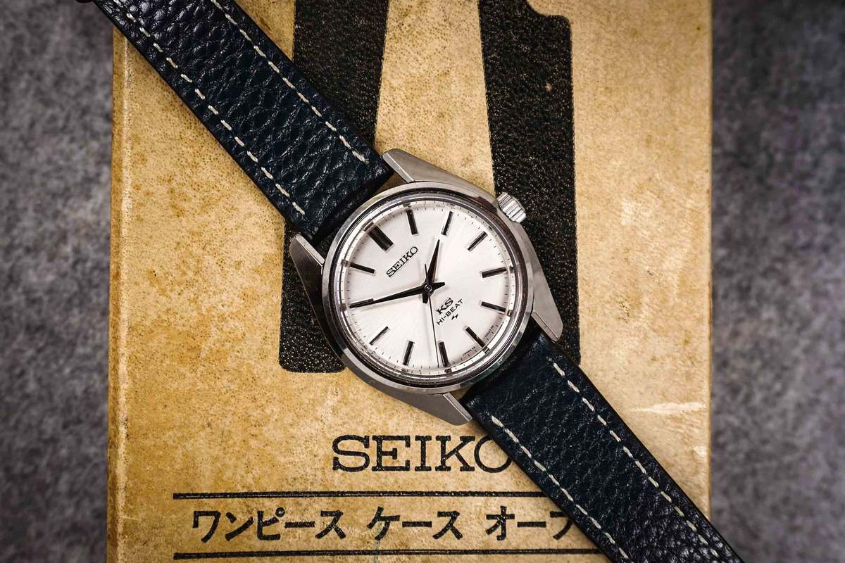 King Seiko dial detail showing hand-applied indices and Zaratsu polishing