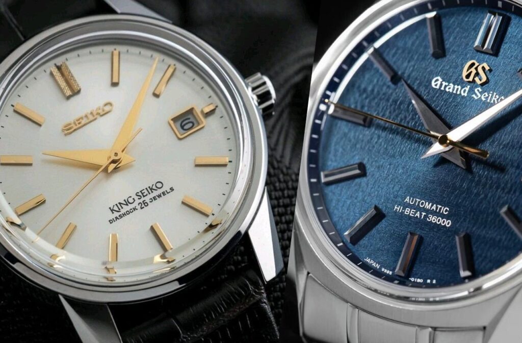 King Seiko vs Grand Seiko side by side — two legendary Japanese watch lines compared
